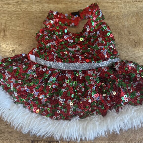 Build A Bear Dress Red Green Sequin Dress  ~ Christmas Holiday Outfit - Picture 2 of 6